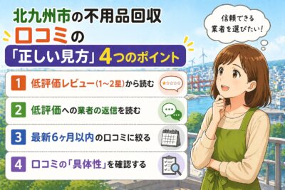 北九州市で不用品回収業社選びで口コミの「正しい見方」4つのポイント
