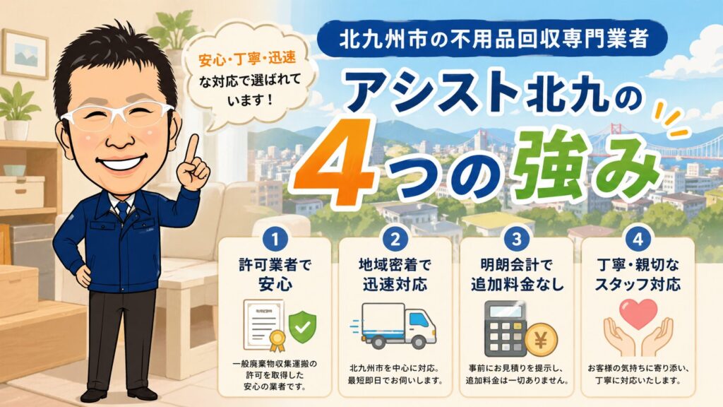 北九州市の不用品回収専門業者アシスト北九の4つの強み