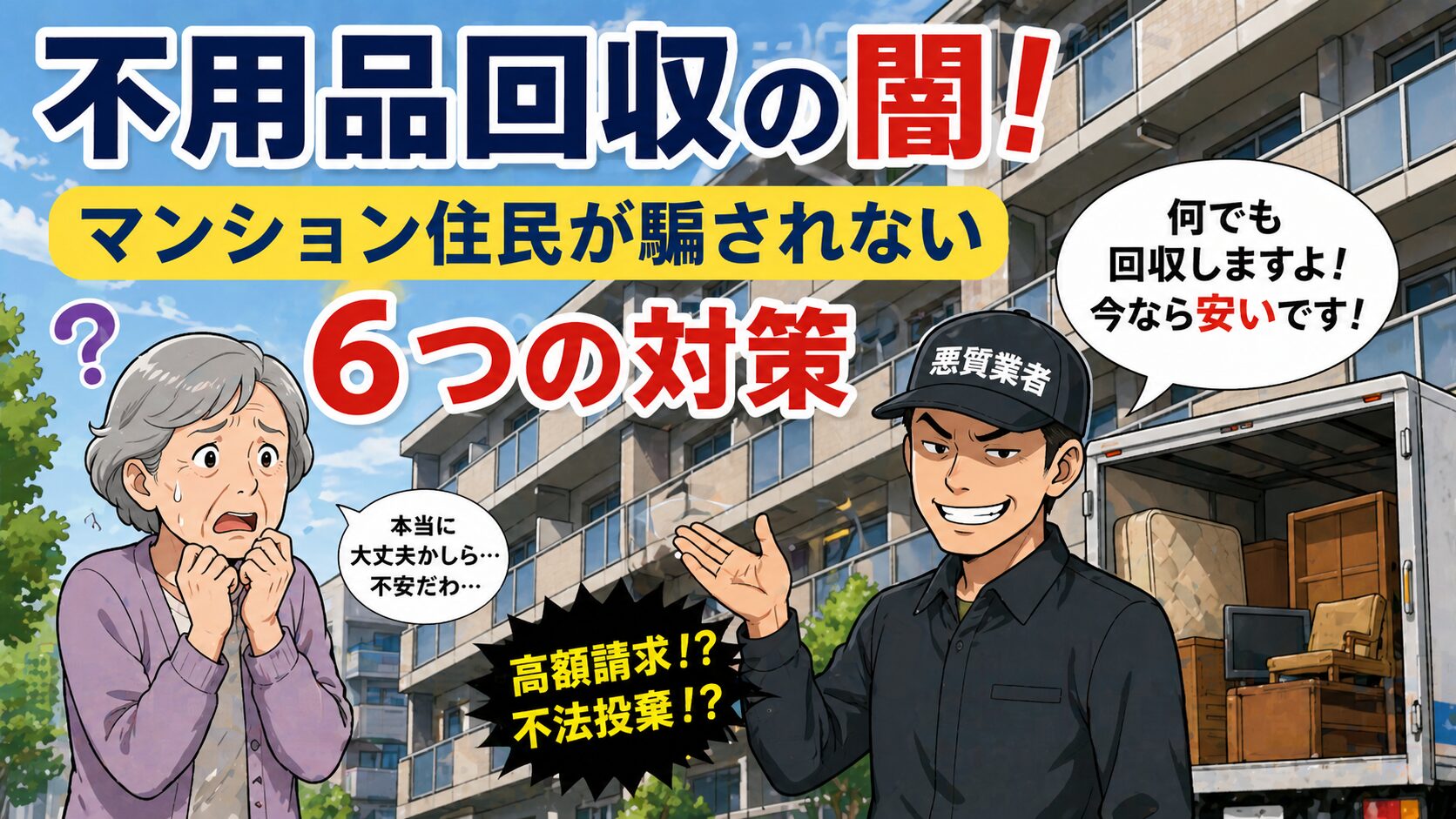 不用品回収の闇！マンション住民が騙されない6つの対策