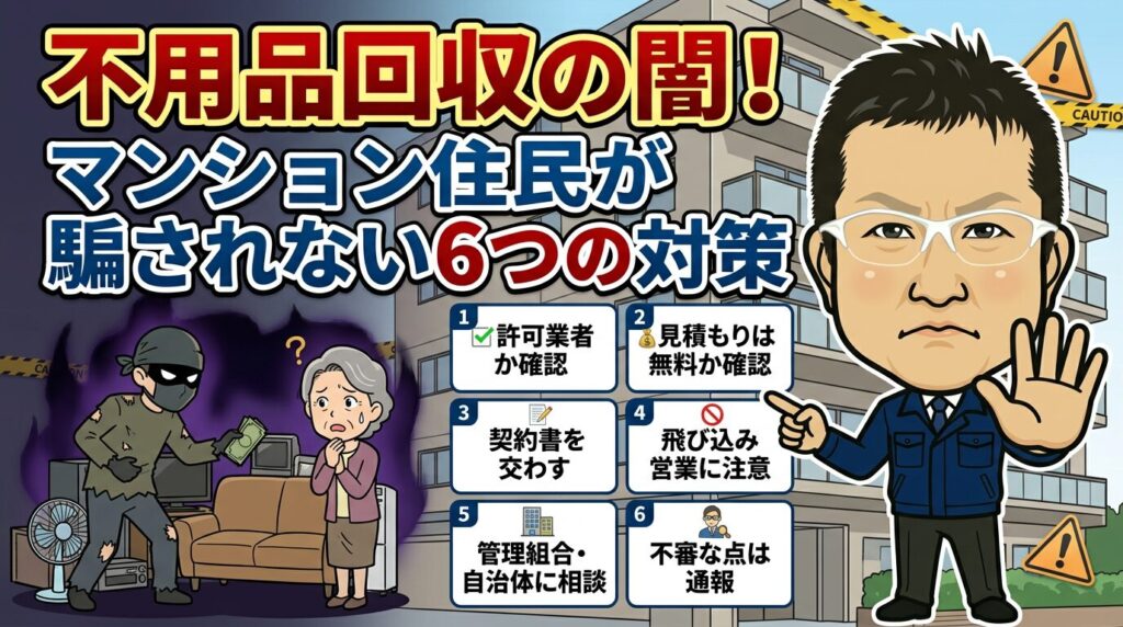 不用品回収の闇！マンション住民が騙されない6つの対策