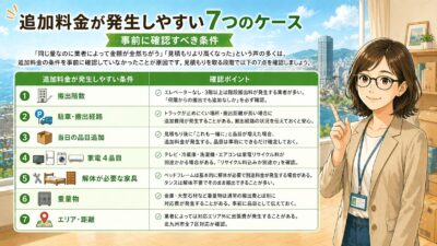 追加料金が発生しやすい7つのケース｜事前に確認すべき条件