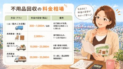 北九州市での不用品回収の料金相場