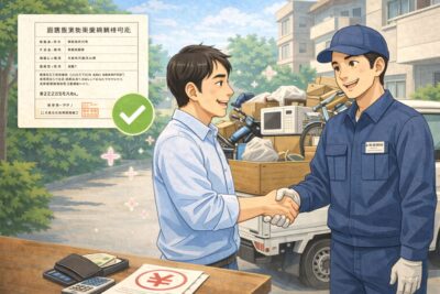 条件を確認して不用品回収を依頼するイメージ