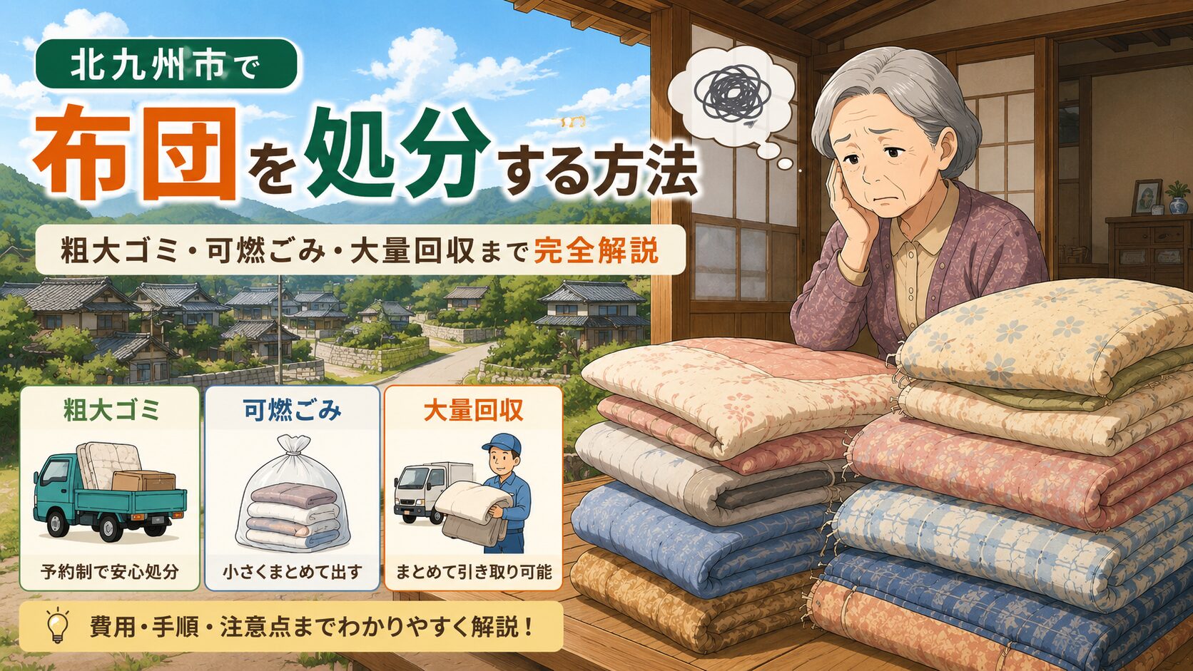 北九州市で布団を処分する方法｜粗大ゴミ・可燃ごみ・大量回収まで完全解説