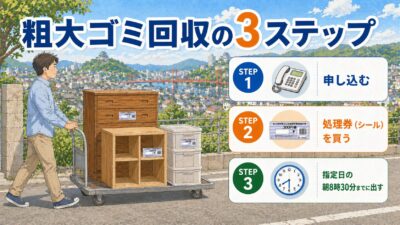 北九州市で男性が粗大ゴミを運ぶ様子