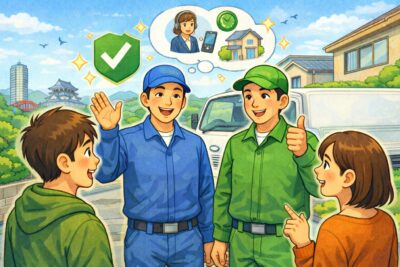 北九州市のアシスト北九スタッフが笑顔で対応する様子｜安心して相談できる不用品回収業者を選ぼう