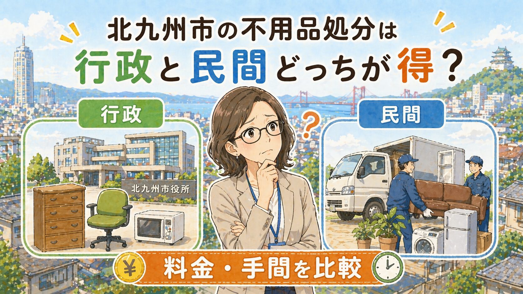 北九州市の不用品処分は行政と民間どっちが得？料金・手間を比較