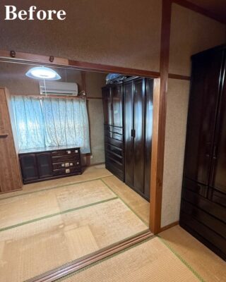 和室に設置された大型婚礼家具｜婚礼家具回収前のビフォー写真
