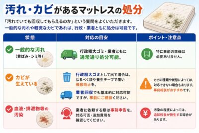 汚れ・カビがあるマットレスの処分